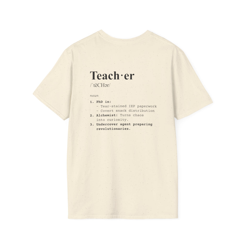 Teacher Definition T-Shirt (V5 - Back Print) - Natural / S - T-Shirt