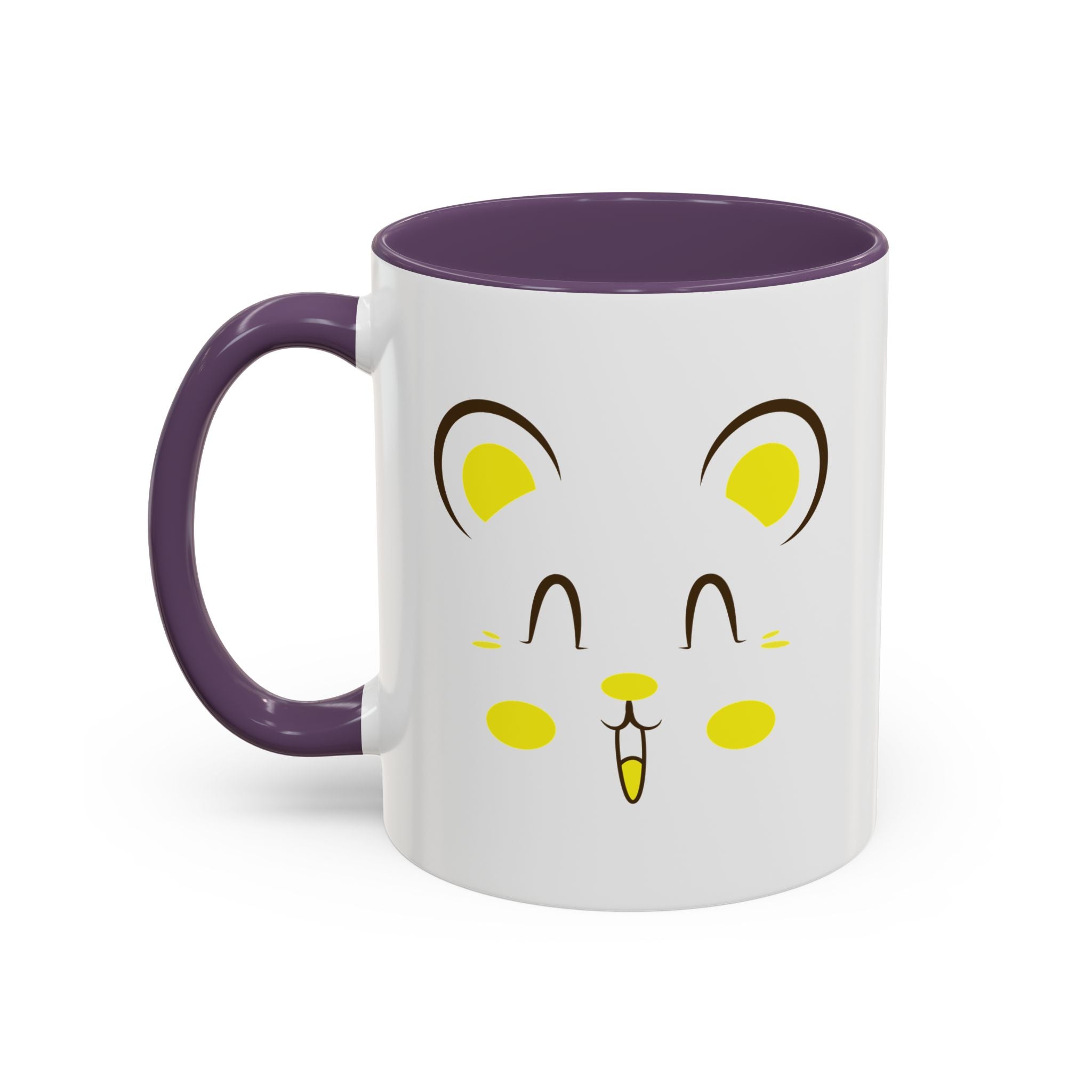 Cute Hamster Face Accent Coffee Mug - 11oz / Purple