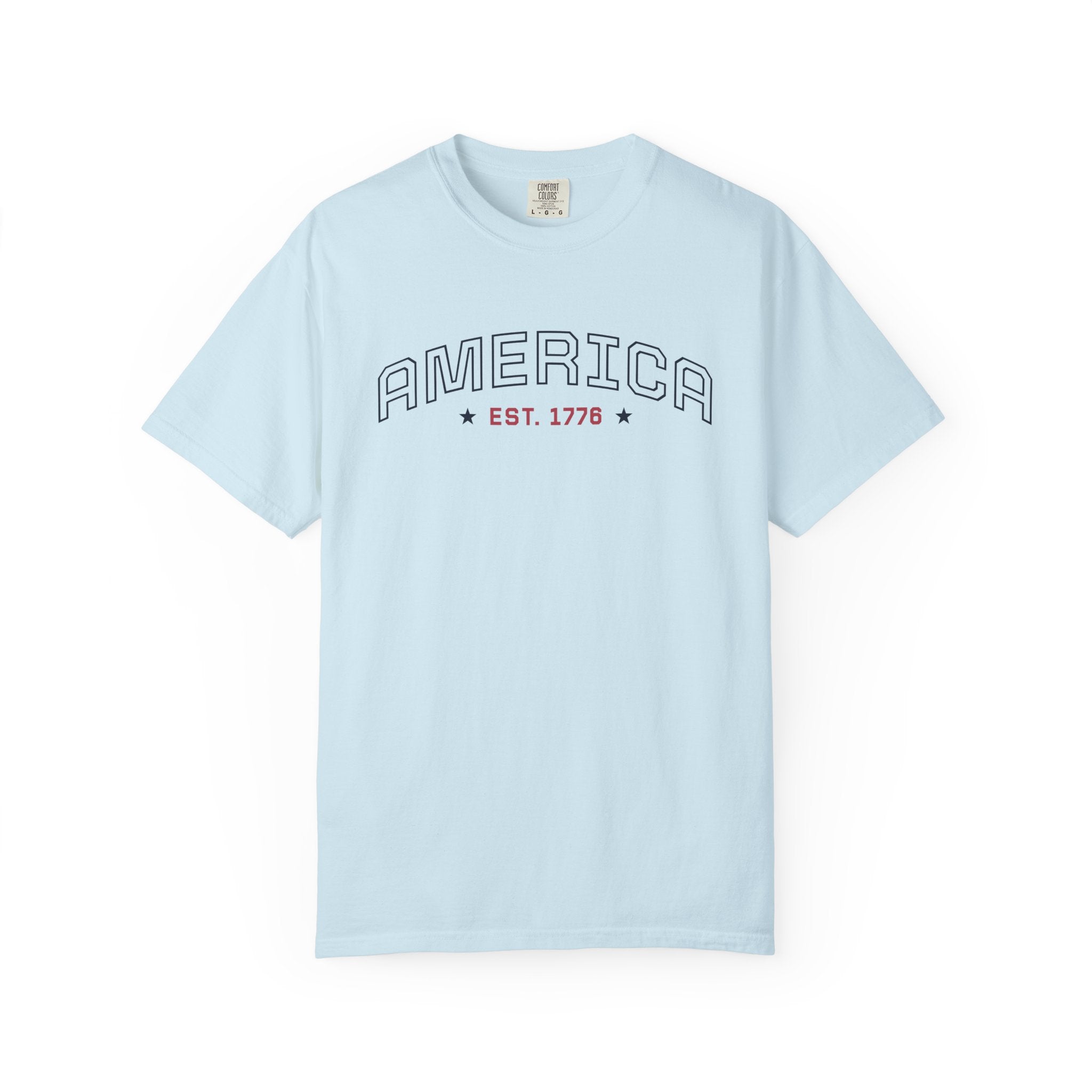 America Typography T-Shirt - Chambray / S