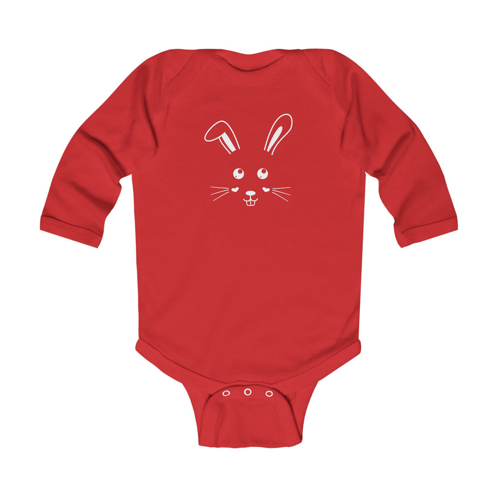 Cute Bunny Infant Long Sleeve Bodysuit - Red / NB (0-3M) - Kids clothes
