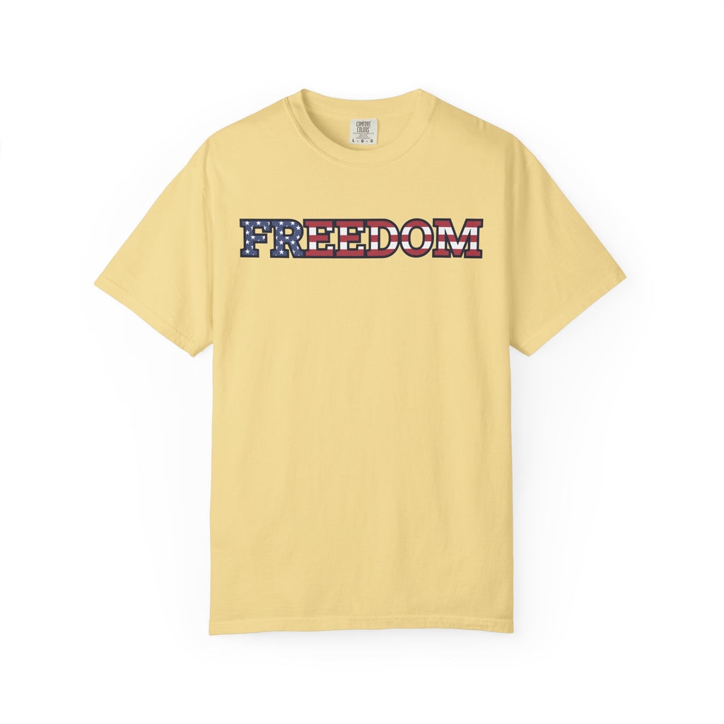 Freedom Flag Typography T-Shirt - Butter / S