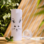 Cute Bunny Skinny Tumbler 20oz with Straw - Glossy / Glitter Lilac / 20oz - Mug