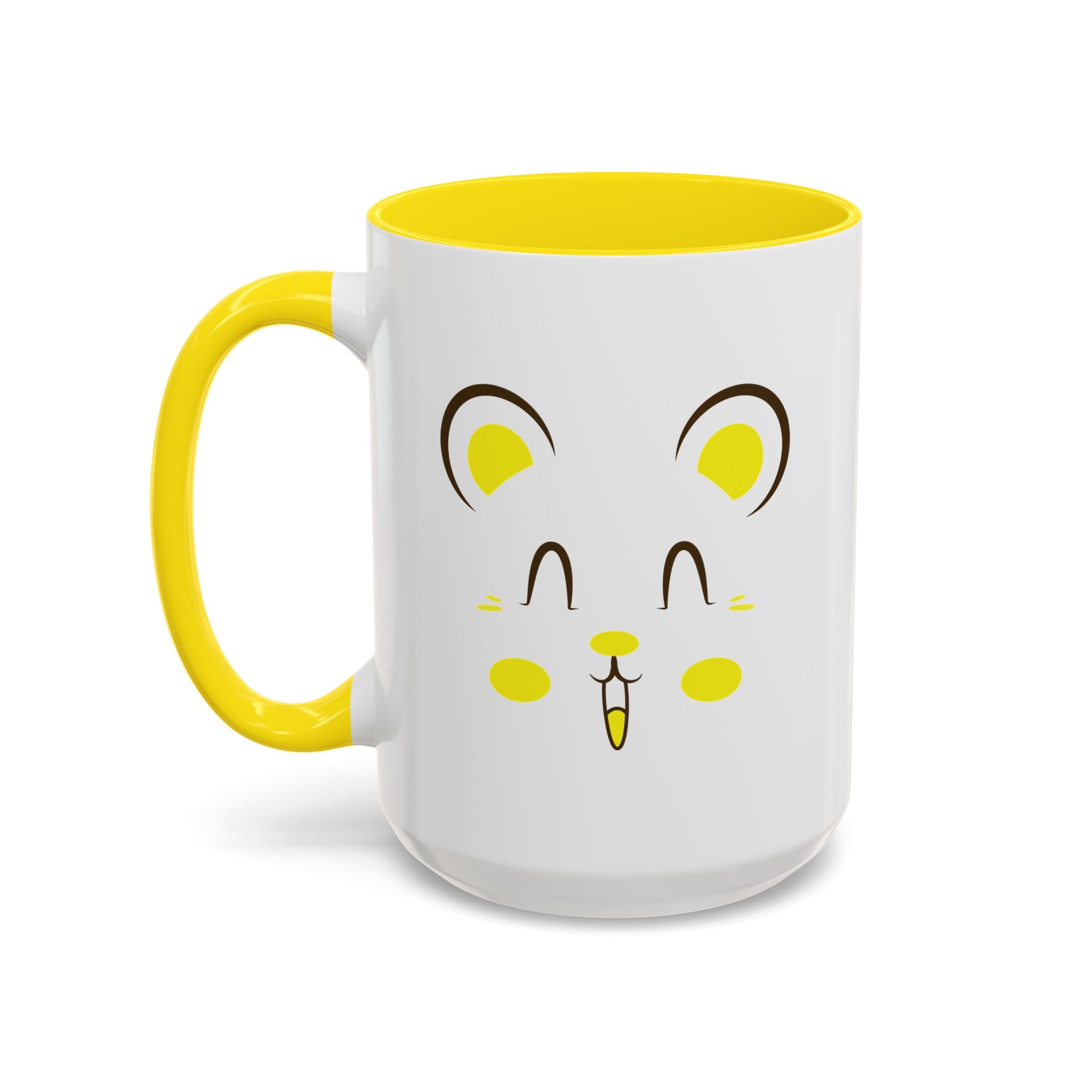 Cute Hamster Face Accent Coffee Mug - 15oz / Yellow