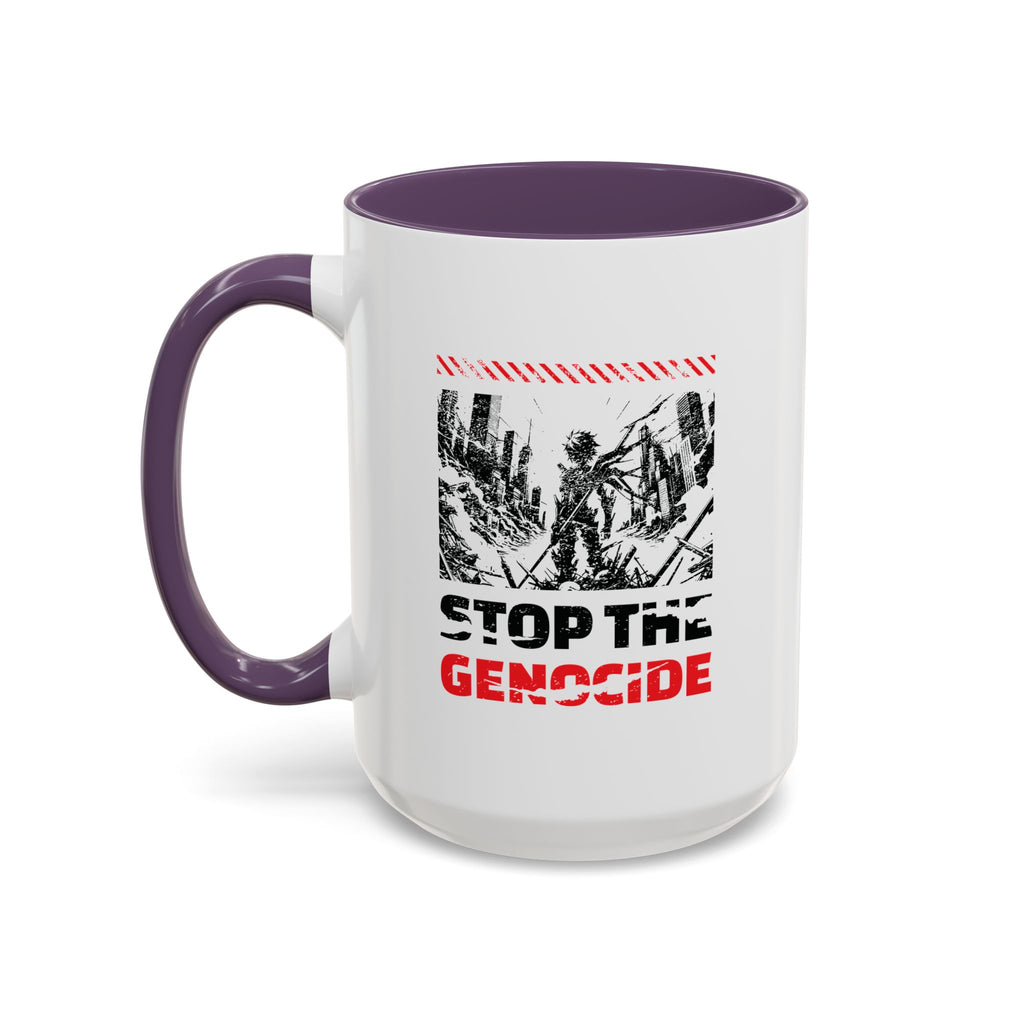 Stop the Genocide Accent Coffee Mug - 15oz / Purple