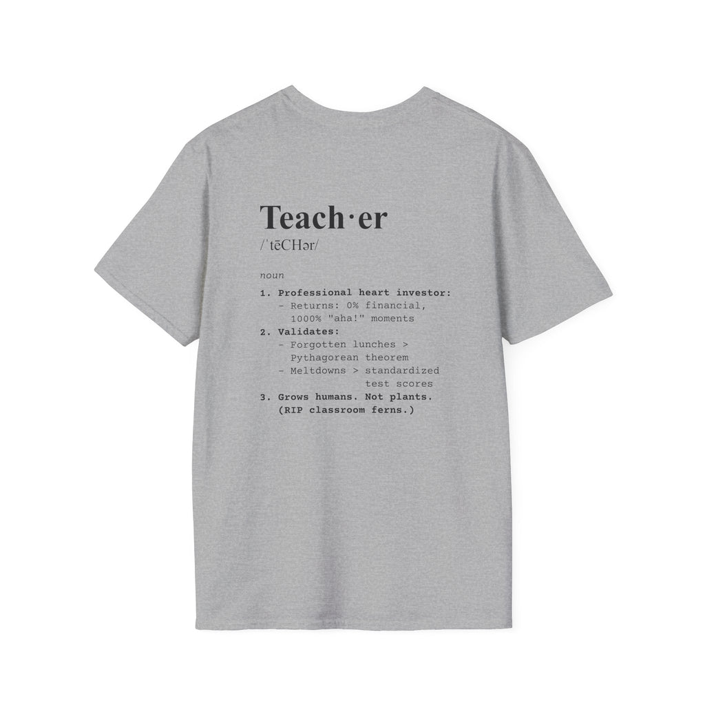 Teacher Definition T-Shirt (V4 - Back Print) - Sport Grey / S - T-Shirt