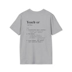 Teacher Definition T-Shirt (V4 - Back Print) - Sport Grey / S - T-Shirt