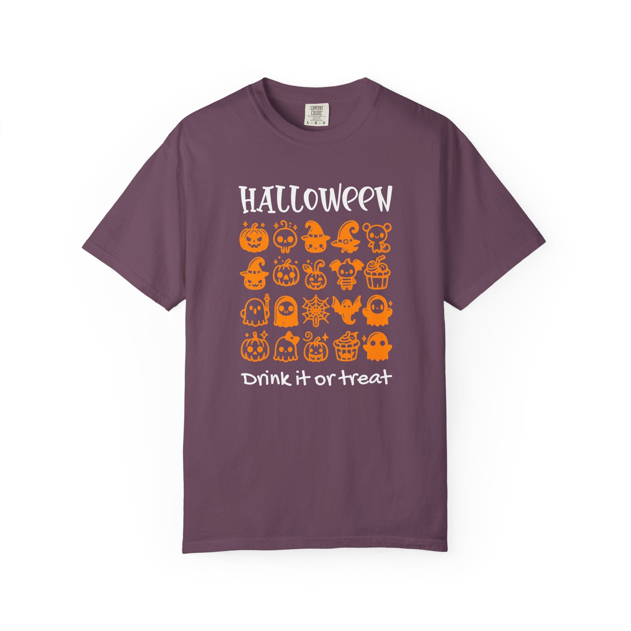 Drink It or Treat Halloween T-Shirt: Spooky Fun Graphic Tee with 25 Icon Design - Berry / S - T-Shirt