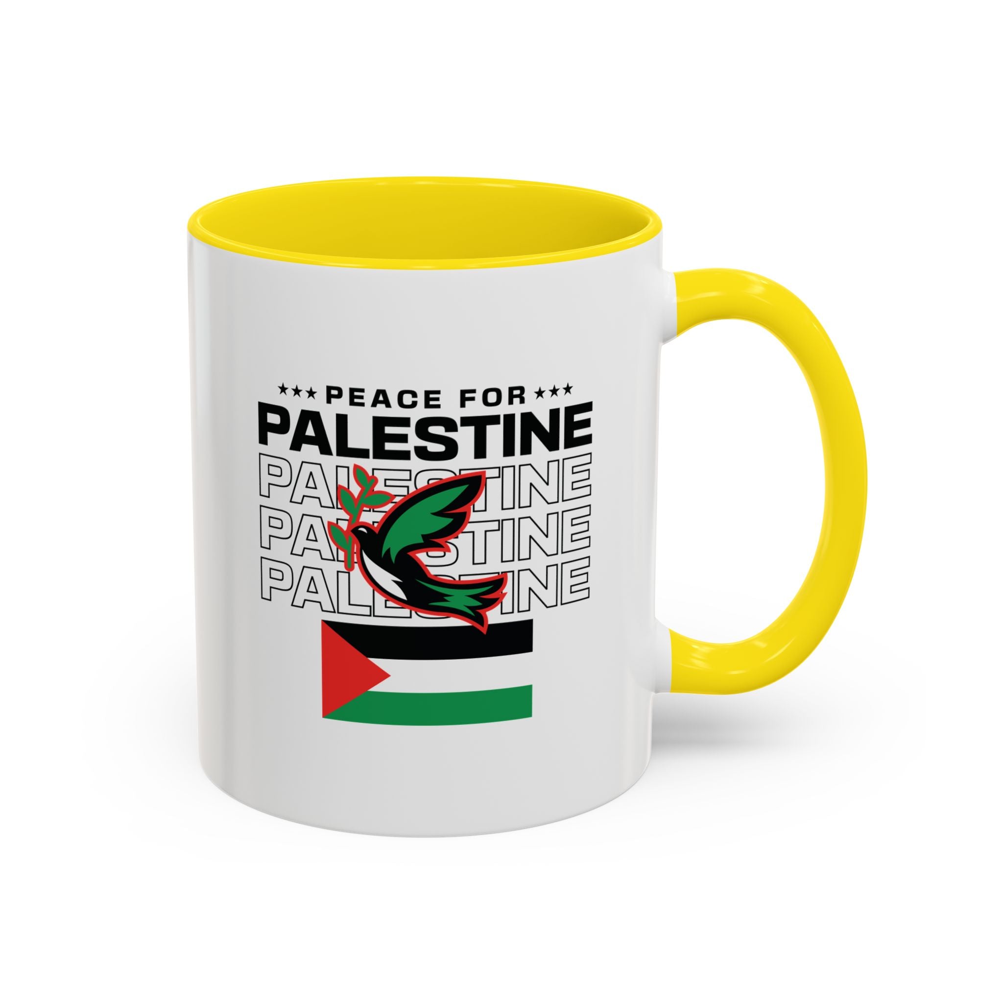 Peace for Palestine Accent Coffee Mug