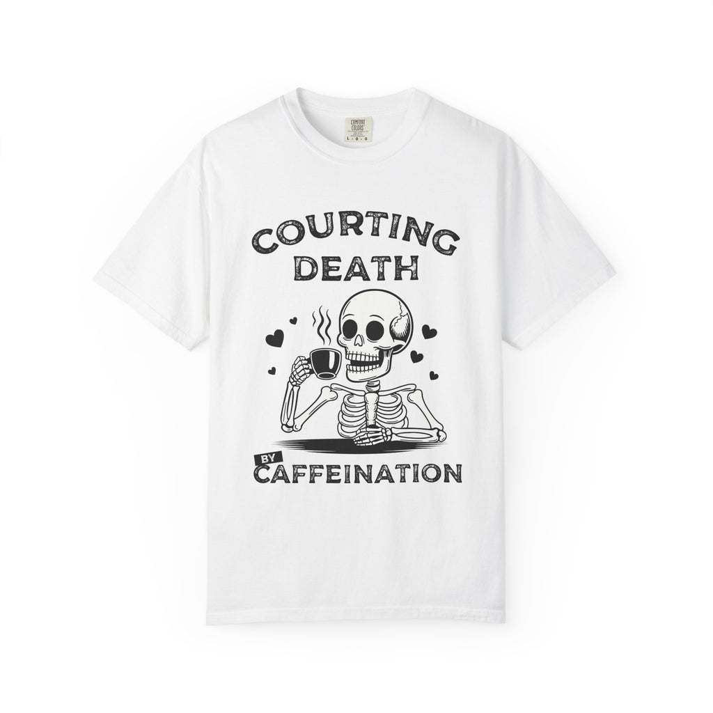 Coffee Skeleton Shirt | Humorous Caffeine Addict Tee - White / S - T-Shirt