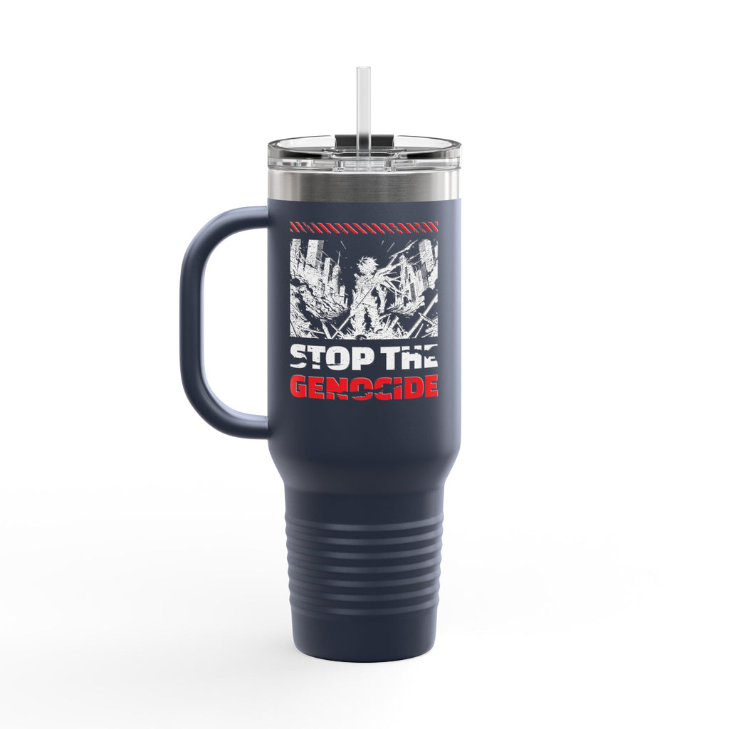 Stop the Genocide Insulated Travel Mug - 40oz / Navy Blue