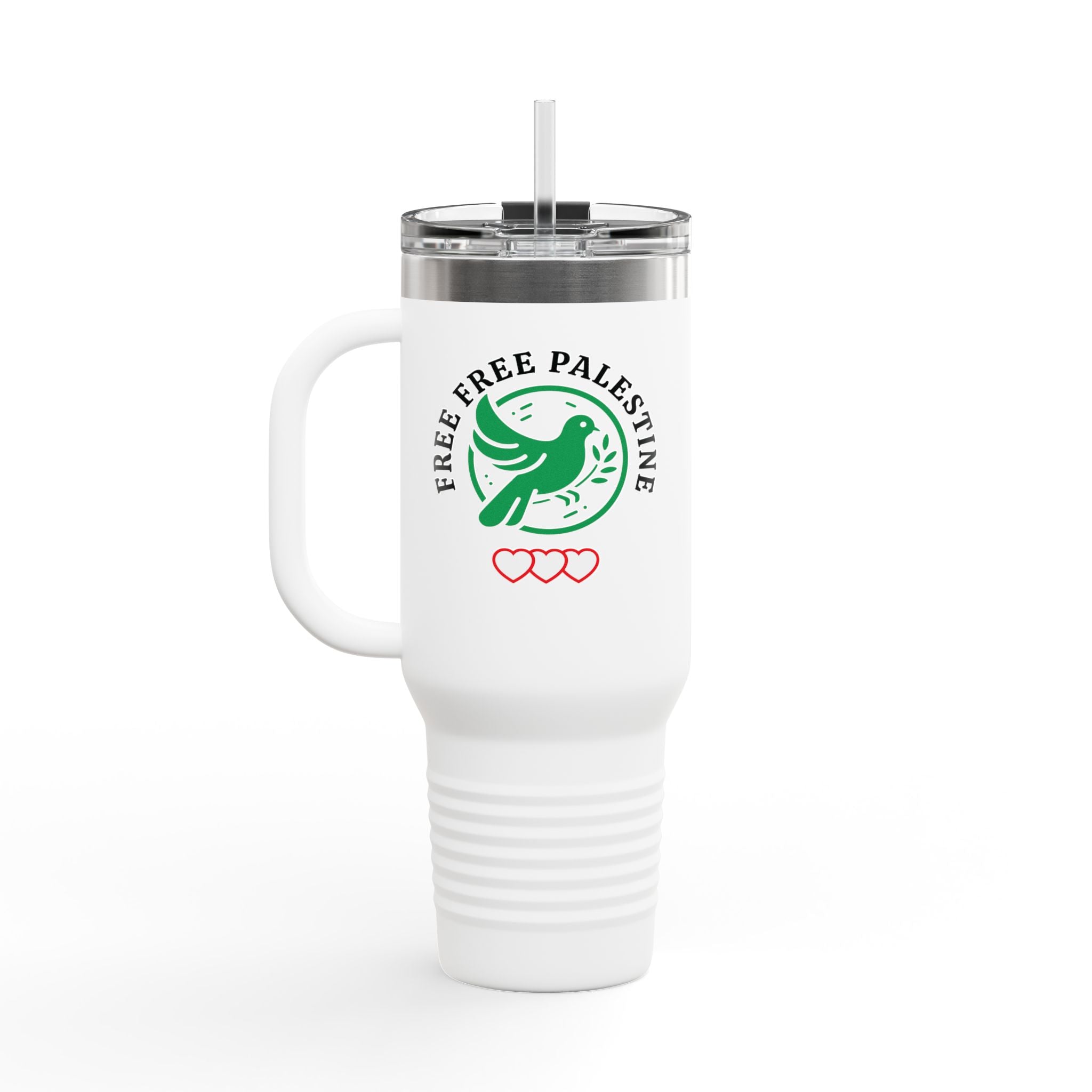 Free Palestine Insulated Travel Mug - 40oz / White