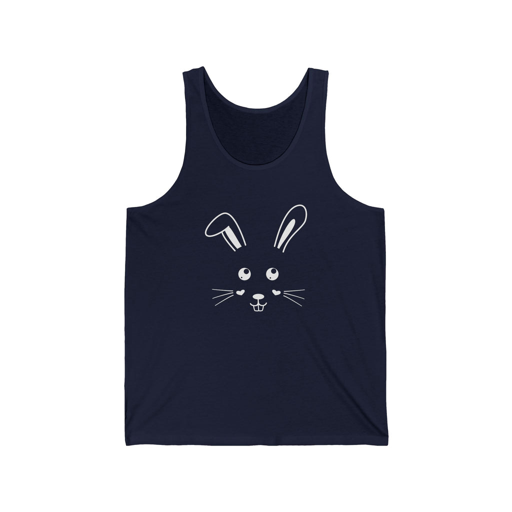 Cute Bunny Face Unisex Jersey Tank Top - XS / Navy - Tank Top