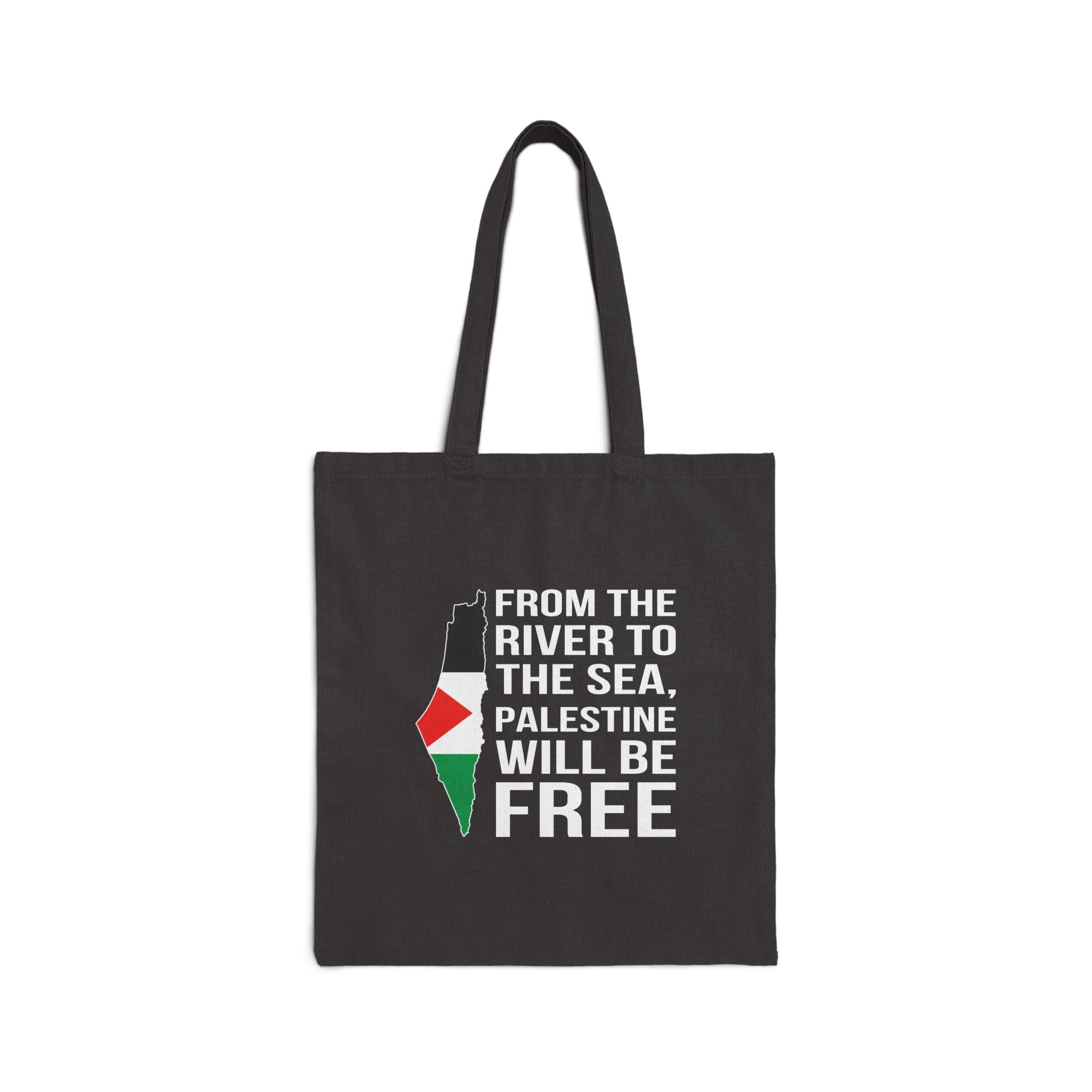 Palestine Freedom Cotton Canvas Tote Bag - Black / 15’’ x 16’’ - Bags