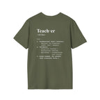 Teacher Definition T-Shirt (V4 - Back Print) - Military Green / S - T-Shirt