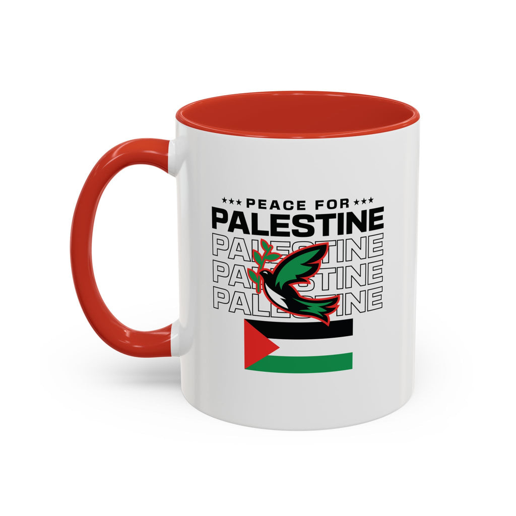 Peace for Palestine Accent Coffee Mug - 11oz / Red