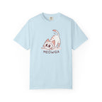 ’Meowga’ Cat Yoga T-Shirt | Cute Kitten Stretch Pose Graphic Tee - Chambray / S