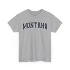 Gray t-shirt with 'MONTANA' printed on it against a white background
