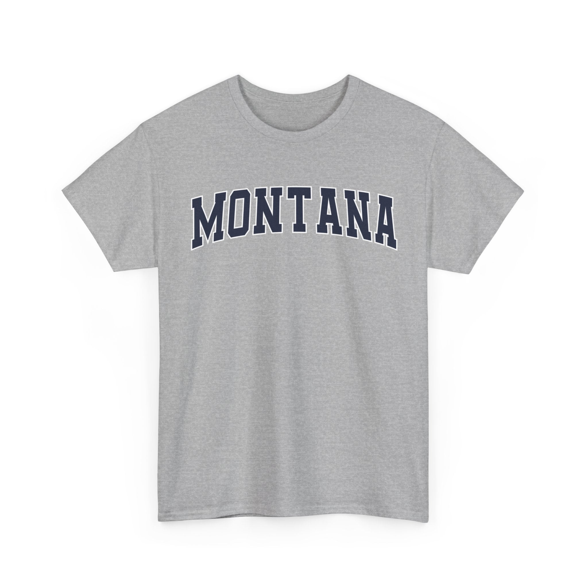 Gray t-shirt with 'MONTANA' printed on it against a white background