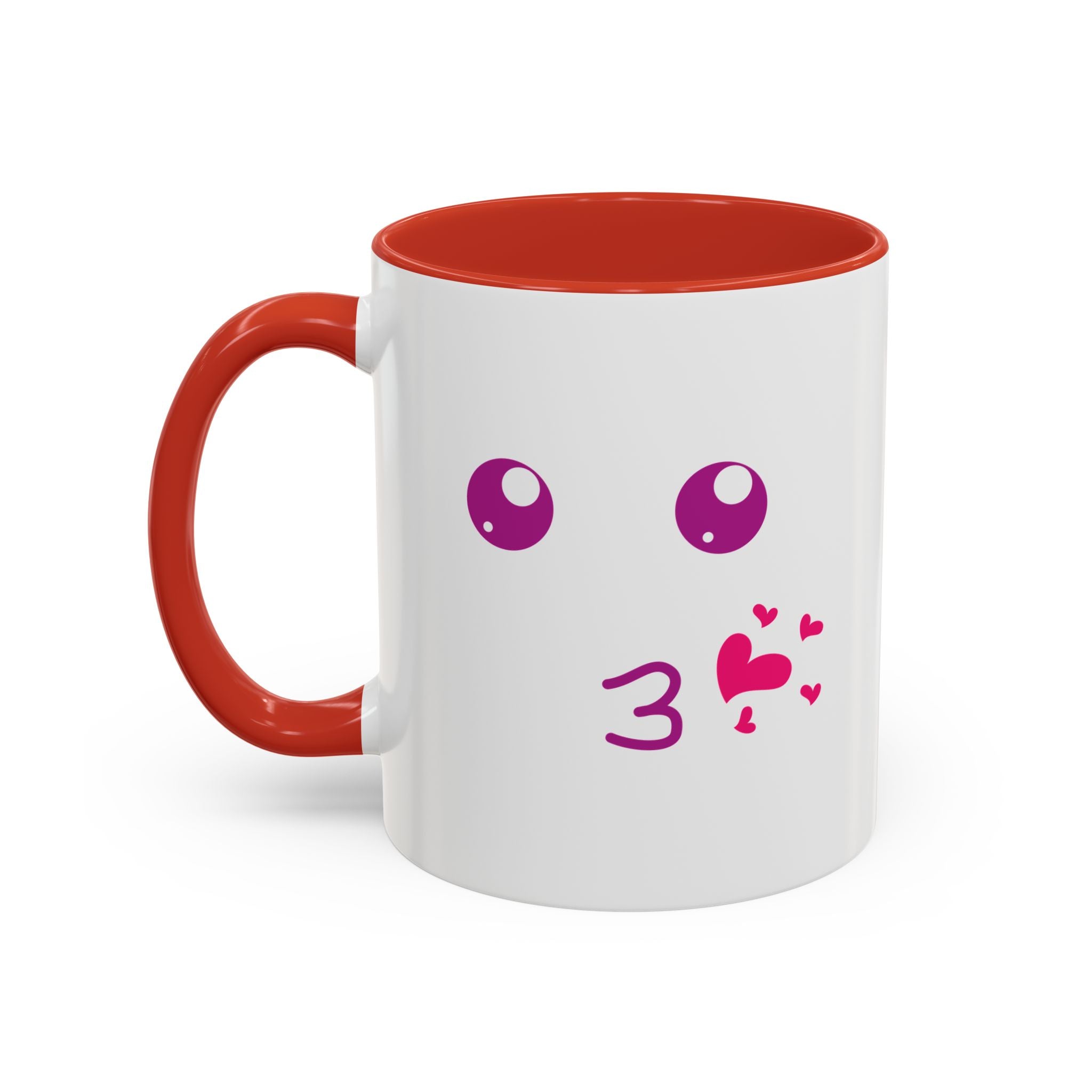 Cute Kiss Smiley Face Mug | XOXO Coffee Cup - 11oz / Red