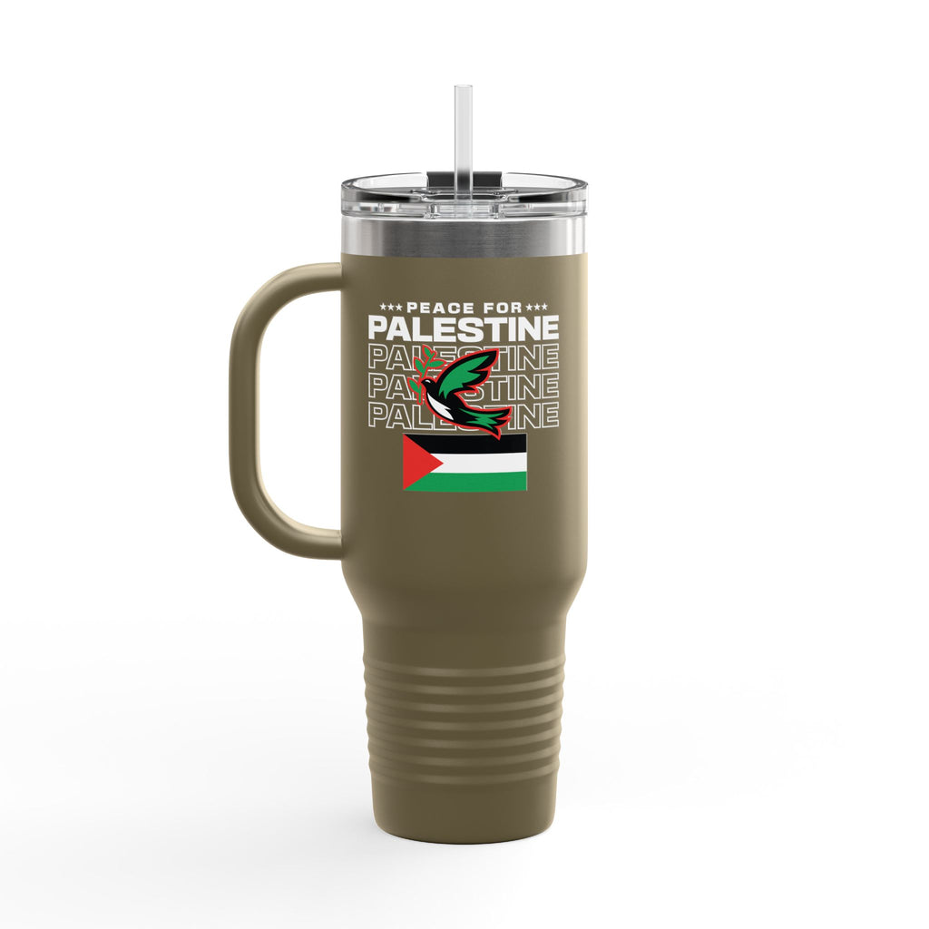Peace for Palestine Insulated Travel Mug - 40oz / Olive Green