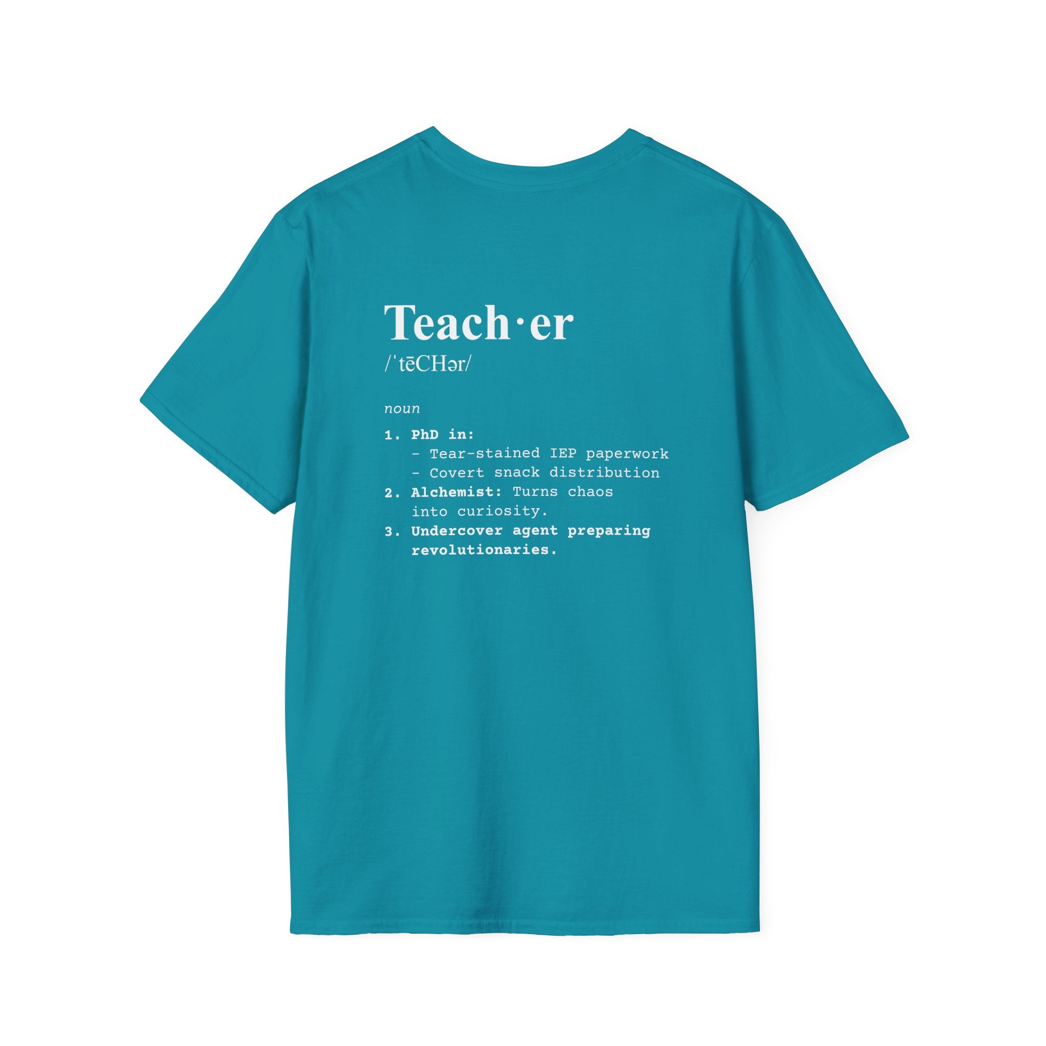 Teacher Definition T-Shirt (V5 - Back Print) - Tropical Blue / S - T-Shirt