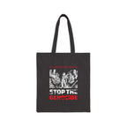 Stop the Genocide Cotton Canvas Tote Bag - Black / 15’’ x 16’’ - Bags
