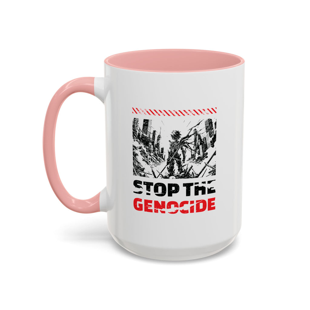Stop the Genocide Accent Coffee Mug - 15oz / Pink