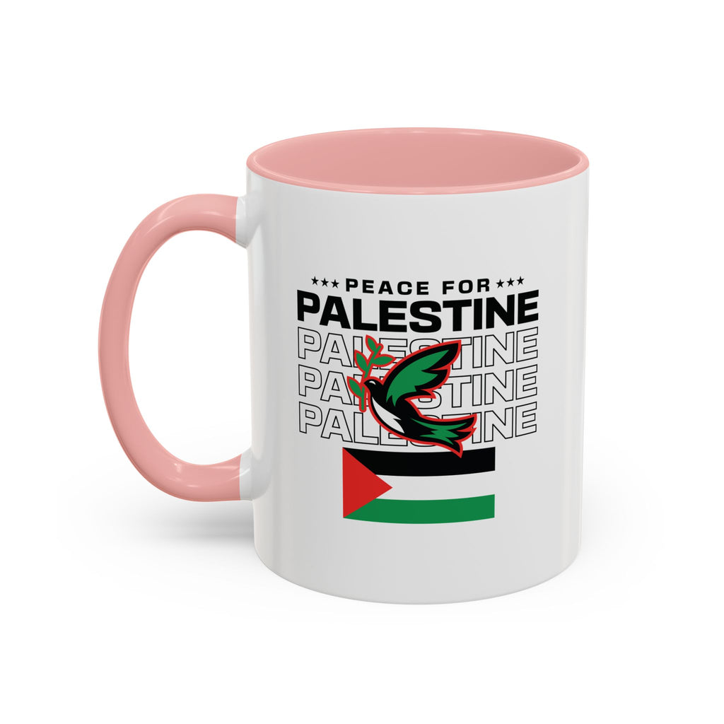 Peace for Palestine Accent Coffee Mug - 11oz / Pink