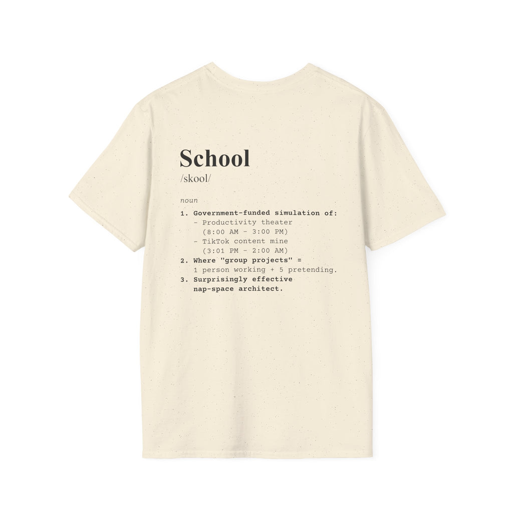 School Definition T-Shirt (V1 - Back Print) - Natural / S - T-Shirt