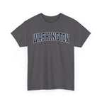 Charcoal t-shirt with 'WASHINGTON' text on a white background