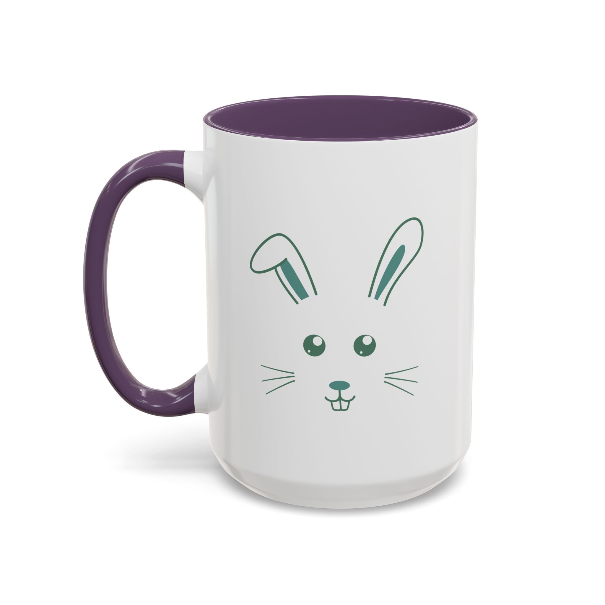 Cute Bunny Rabbit Accent Mug - 15oz / Purple