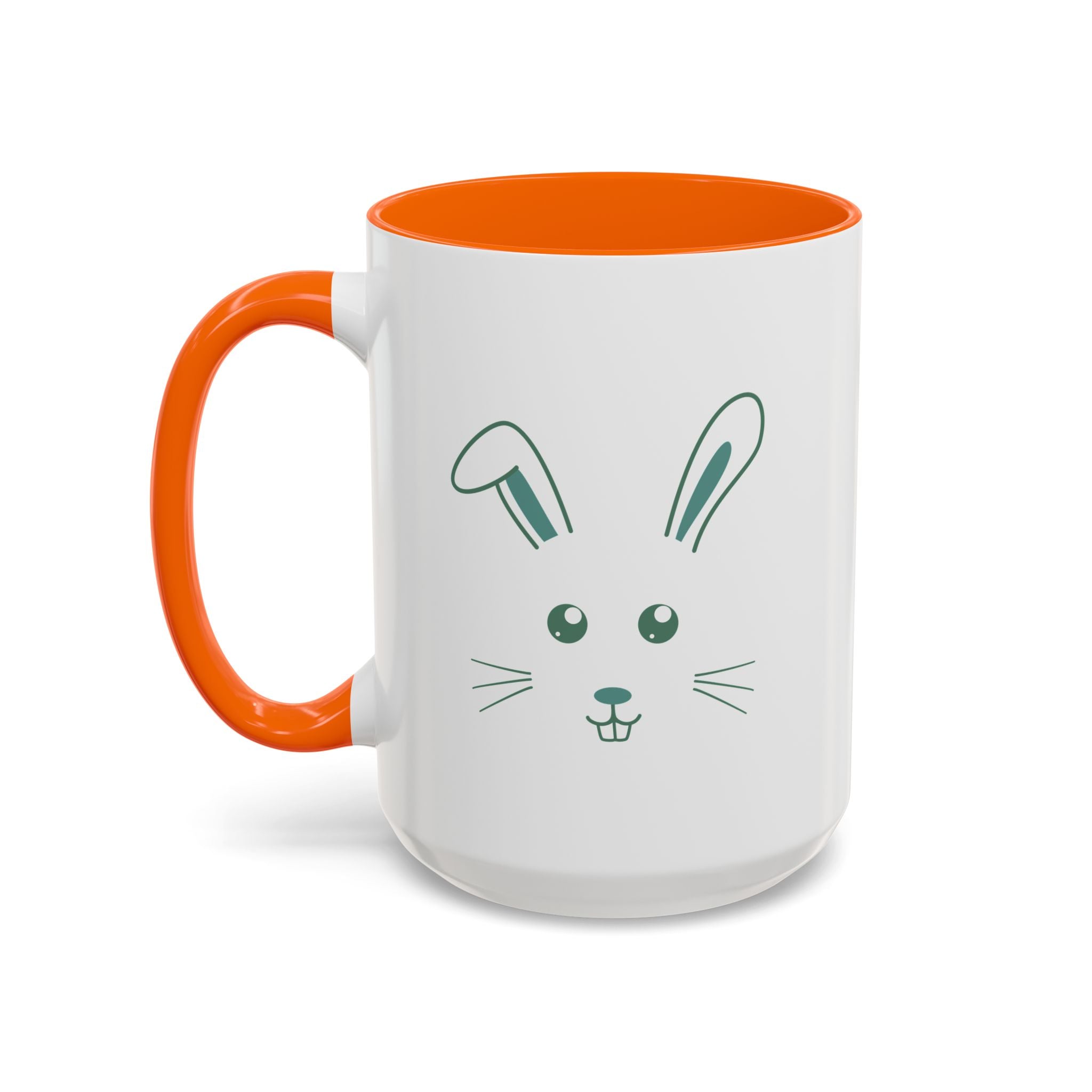 Cute Bunny Rabbit Accent Mug - 15oz / Orange