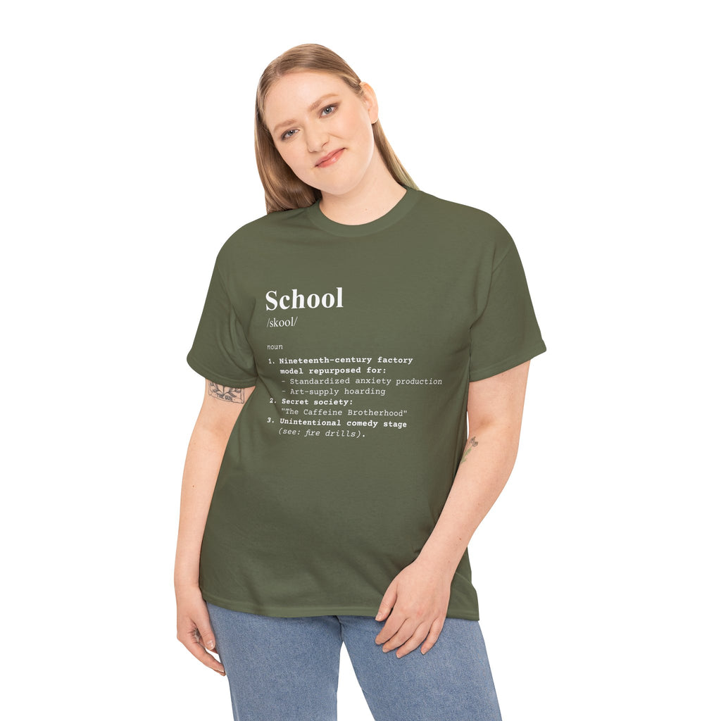 School Definition Unisex Tee Perfect for Students Teachers Casual Wear Back to School Birthday Gifts Graduation