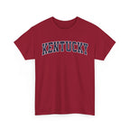 Red t-shirt with 'Kentucky' printed on it against a white background