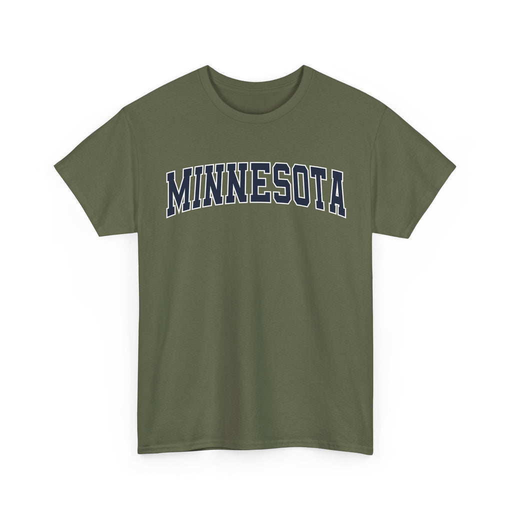 Green t-shirt with 'MINNESOTA' text on a white background
