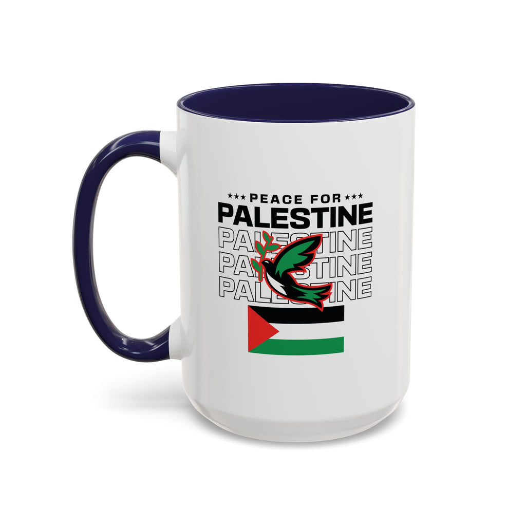 Peace for Palestine Accent Coffee Mug - 15oz / Navy