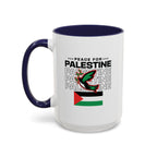 Peace for Palestine Accent Coffee Mug - 15oz / Navy