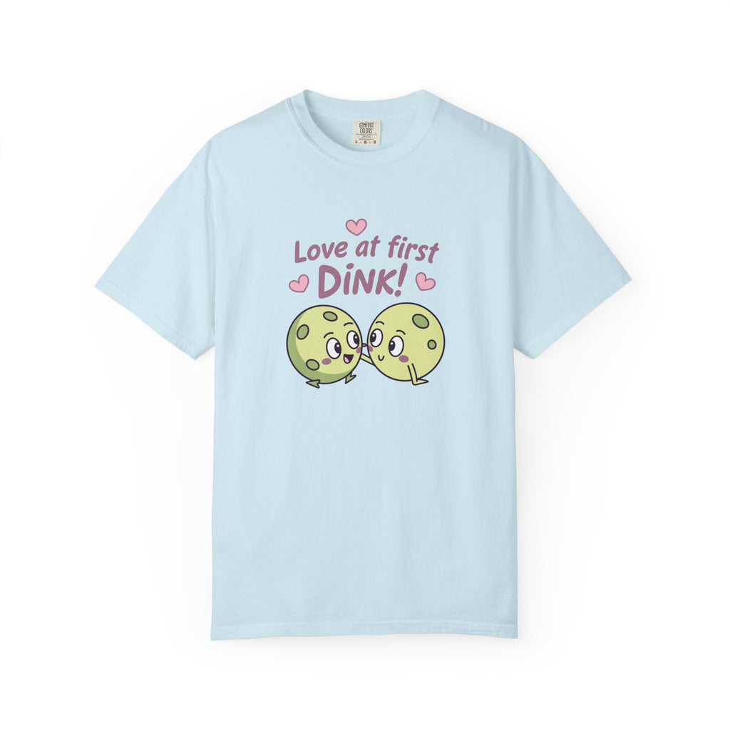 ’Love At First DINK’ Pickleball T-Shirt | Funny Couples Gift Tee - Chambray / S