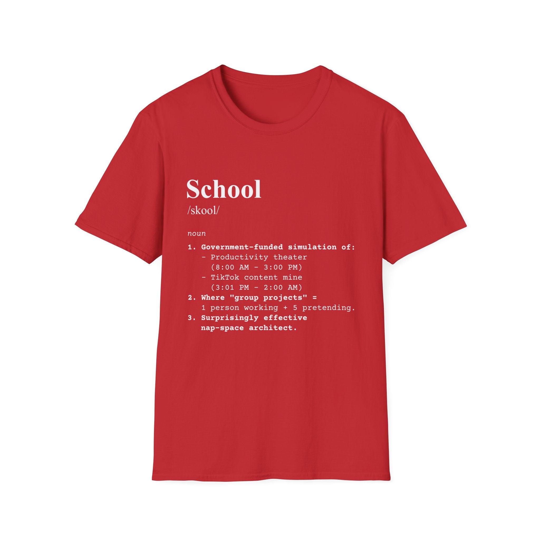 School Definition T-Shirt (V1) - Red / S - T-Shirt