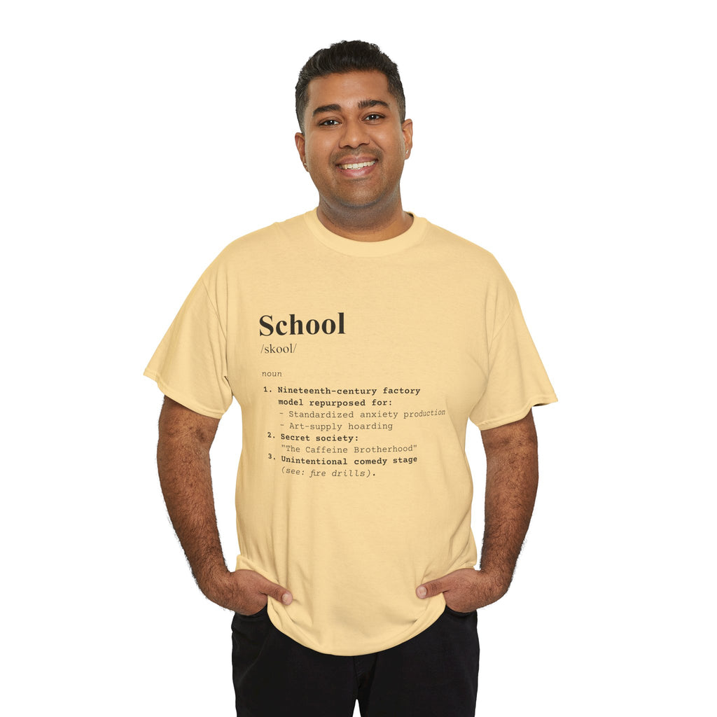School Definition Unisex Tee Perfect for Students Teachers Casual Wear Back to School Birthday Gifts Graduation