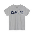Gray t-shirt with 'KANSAS' printed on a white background