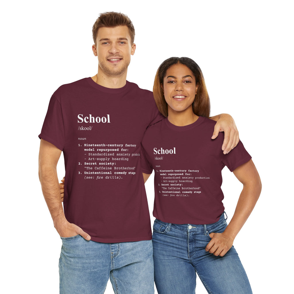 School Definition Unisex Tee Perfect for Students Teachers Casual Wear Back to School Birthday Gifts Graduation