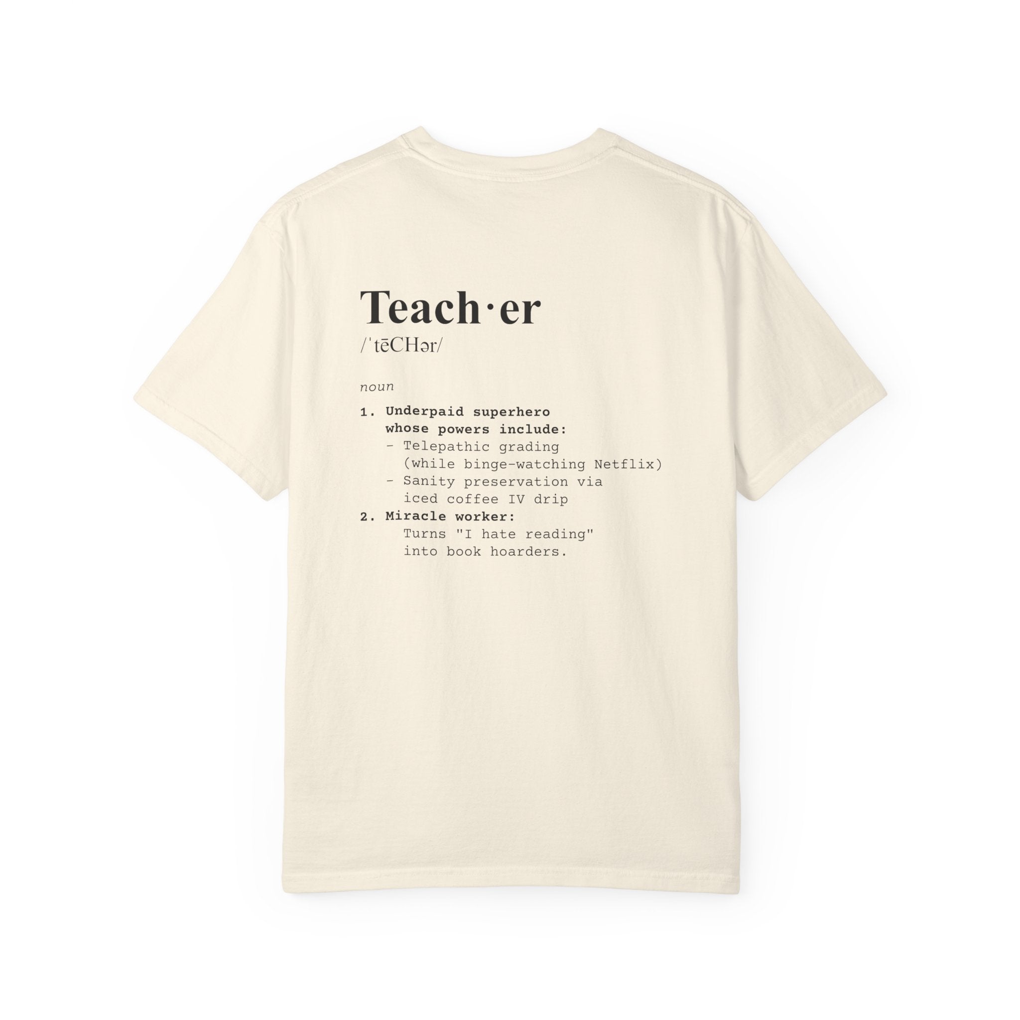 Teacher Definition T-Shirt (V1 - Back Print) - Ivory / S - T-Shirt