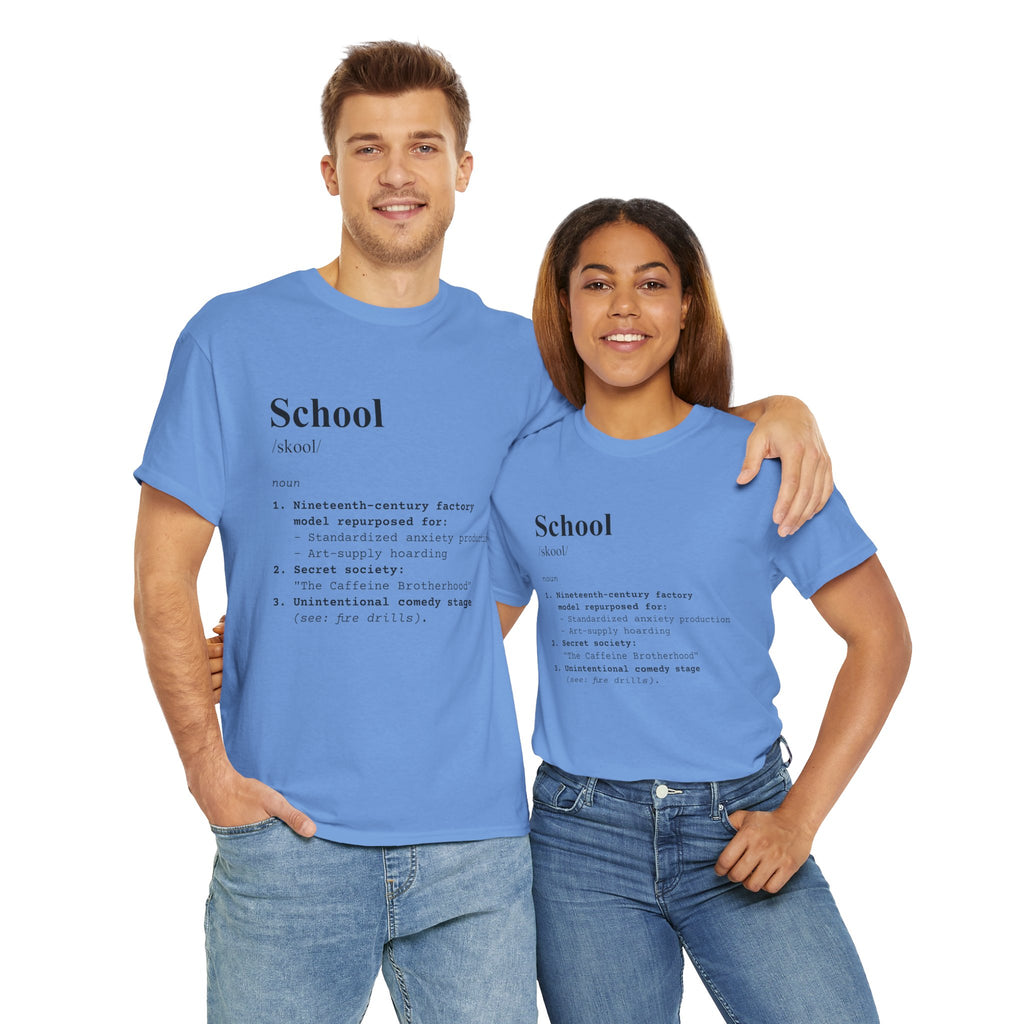 School Definition Unisex Tee Perfect for Students Teachers Casual Wear Back to School Birthday Gifts Graduation