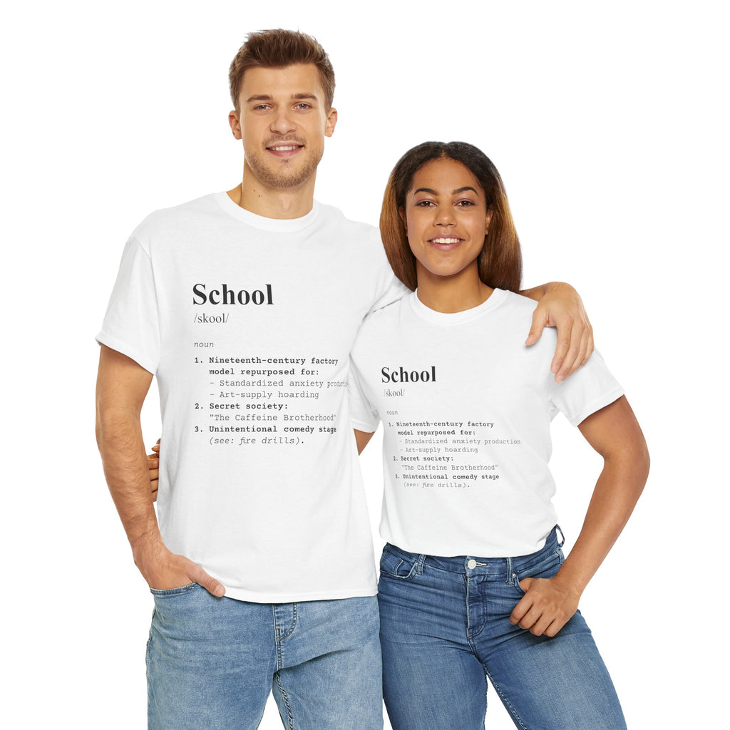 School Definition Unisex Tee Perfect for Students Teachers Casual Wear Back to School Birthday Gifts Graduation
