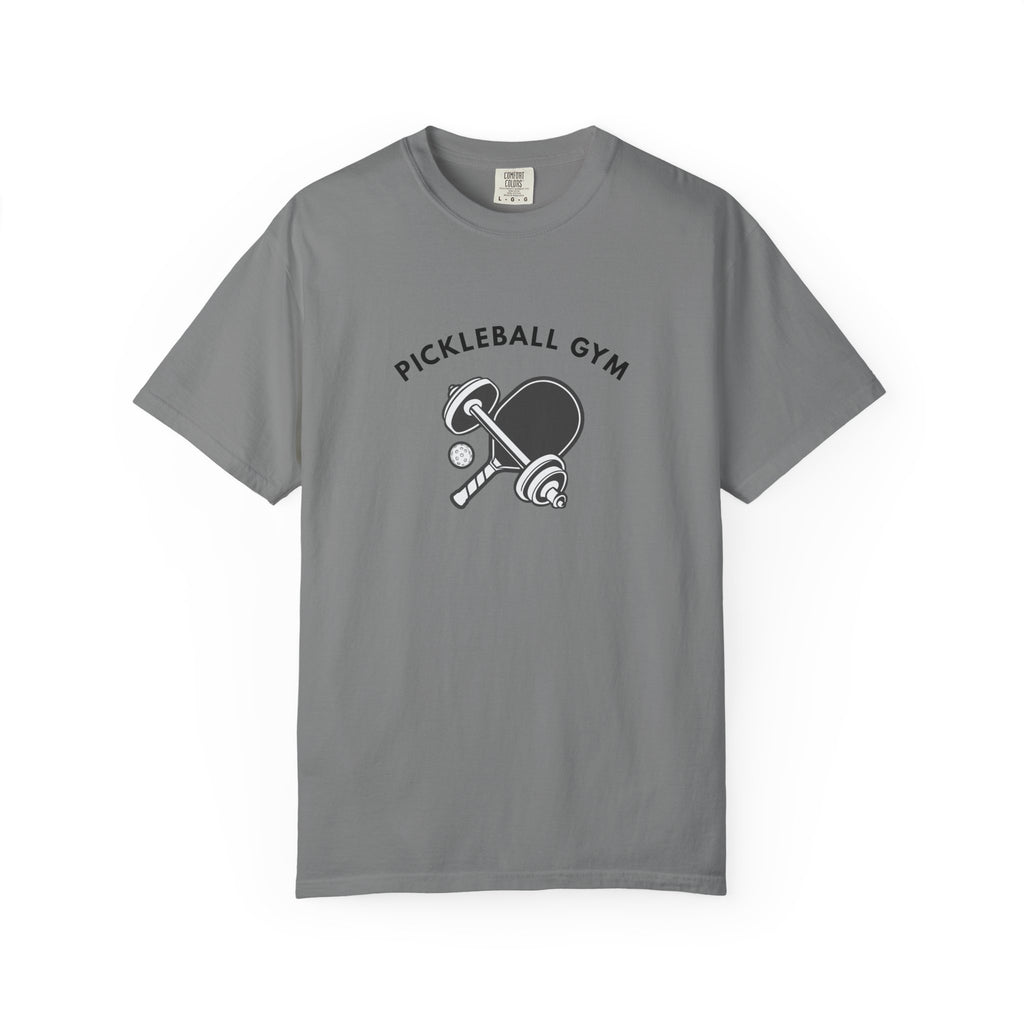 Funny Pickleball Gym T-Shirt | Paddle & Dumbbell Athletic Fitness Tee - Grey / S