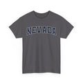 Charcoal t-shirt with 'NEVADA' printed on it against a white background