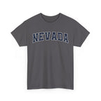 Charcoal t-shirt with 'NEVADA' printed on it against a white background