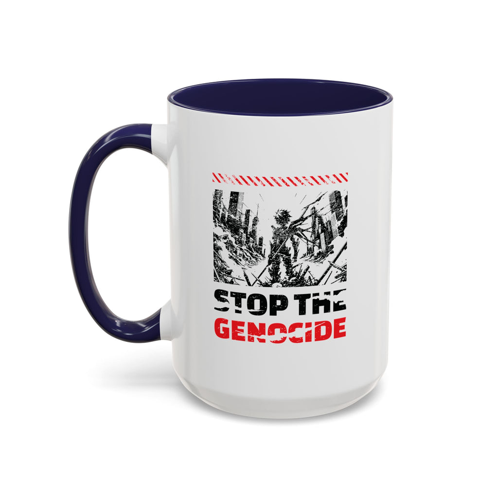 Stop the Genocide Accent Coffee Mug - 15oz / Navy