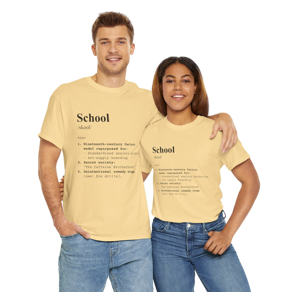 School Definition Unisex Tee Perfect for Students Teachers Casual Wear Back to School Birthday Gifts Graduation
